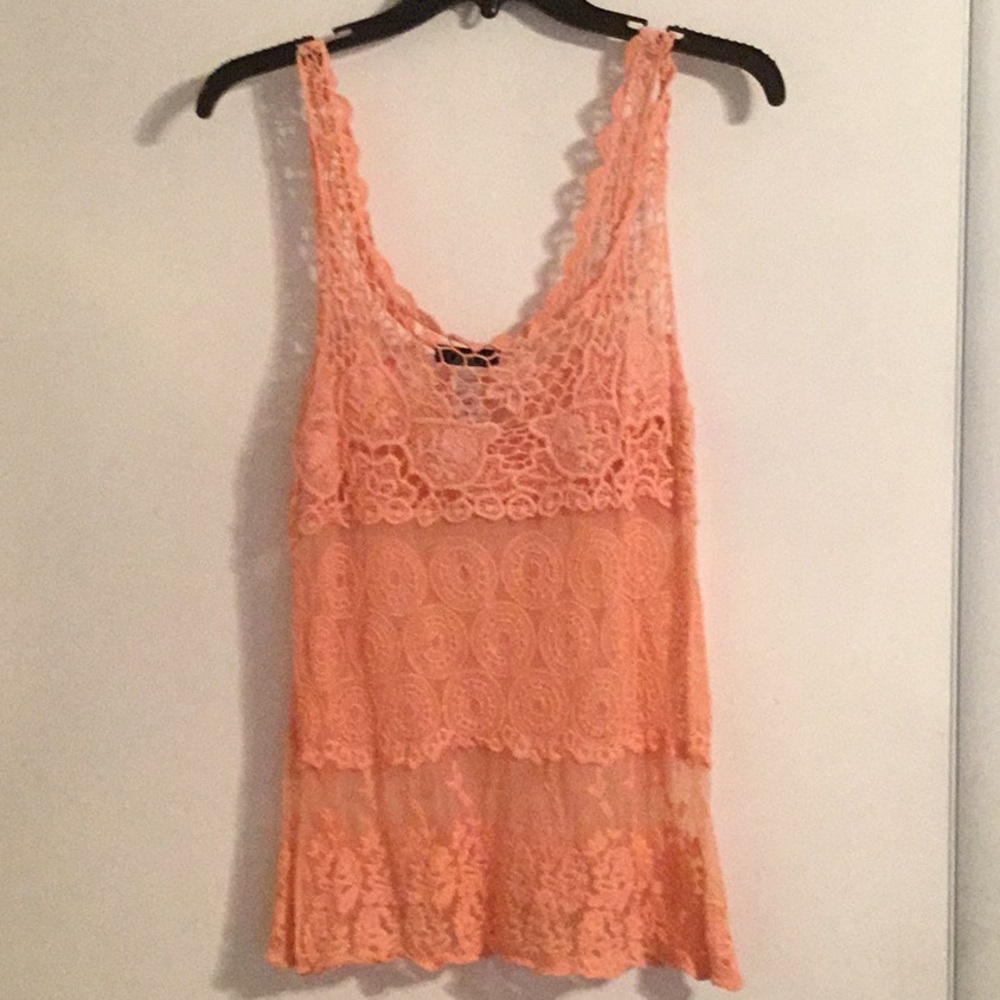 Tank top, sheer, salmon color